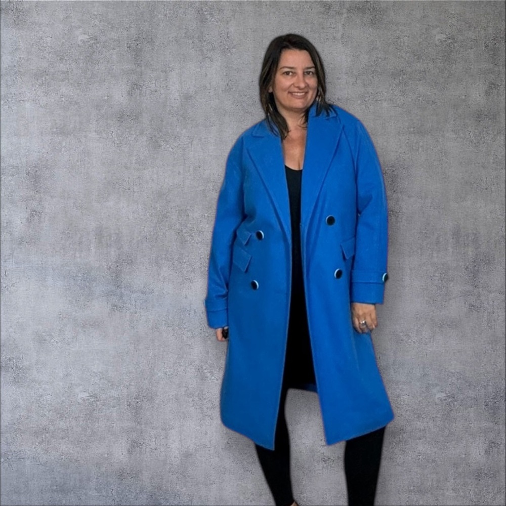 NVLT Ocean Blue Double Breasted Coat Size Medium
